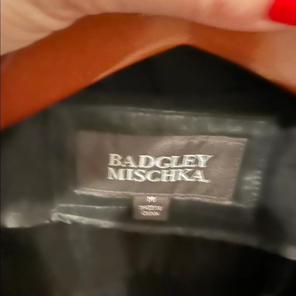 Badgley Mishka Wrap Wool Coat with Leather Trim - Picture 4 of 4